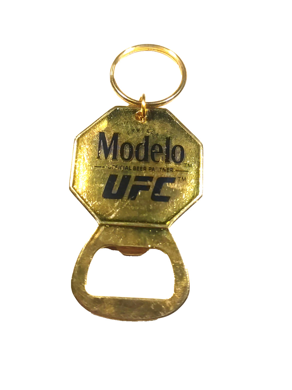 Modelo UFC Keychain Bottle Opener Gold Tone Metal Scratches